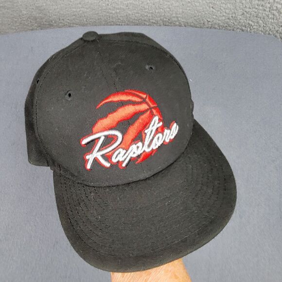 Toronto Raptors Basketball NBA Baseball Cap Hat Youth Script Black Red Snapback - Picture 10 of 11